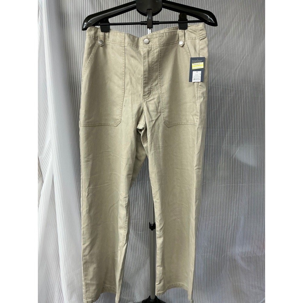 Universal Thread Womens High-Rise Utility Straight Leg Pants‎ Tan Khaki Size 12